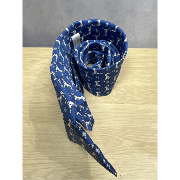 Andre Claude Canova FDNY Mens Neck Tie Blue Dog Design Made in France - Picture 1 of 6